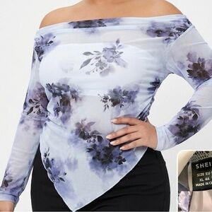 SHEIN Floral Off-Shoulder Top - Purple
